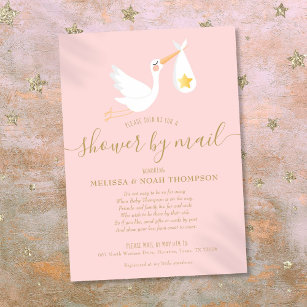 Shower By Mail Long Distance Stork Pink Invitation