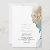 Shower by Mail Marbled Alcohol Ink Teal and Gold Invitation (Back)