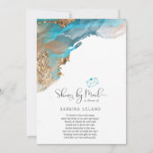Shower by Mail Marbled Alcohol Ink Teal and Gold Invitation (Front)