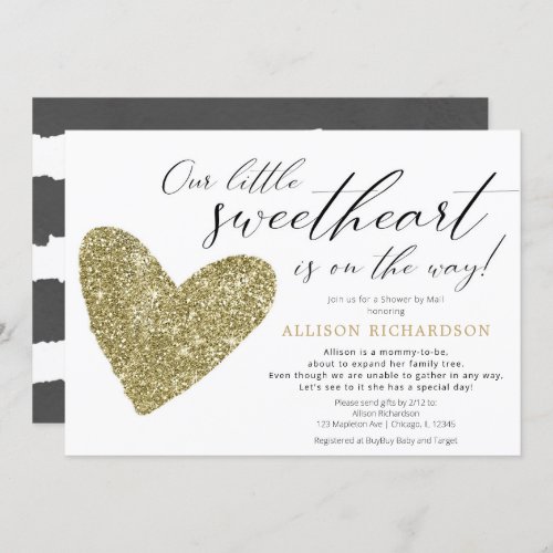 Shower by Mail Modern black gold gender neutral Invitation