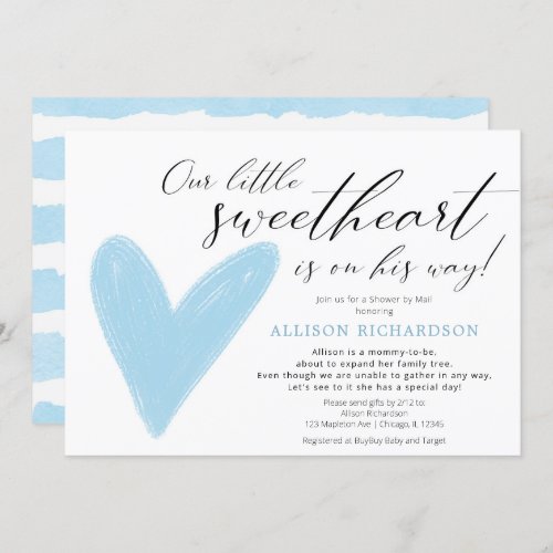 Shower by Mail Modern Valentines blue white boy Invitation