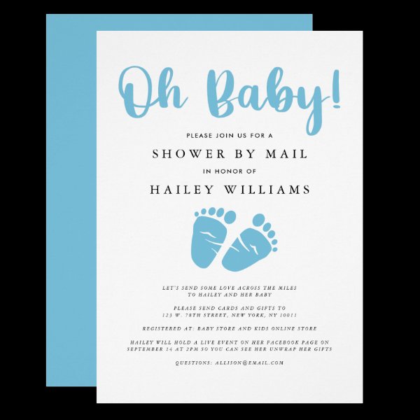 Shower by Mail | Oh Baby Boy Blue Baby Feet Invitation