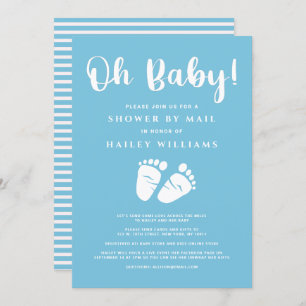 Shower by Mail Oh Baby Boy Feet Blue White Invitation