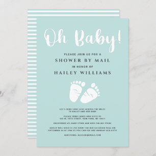 Shower by Mail Oh Baby Feet Light Mint White Invitation