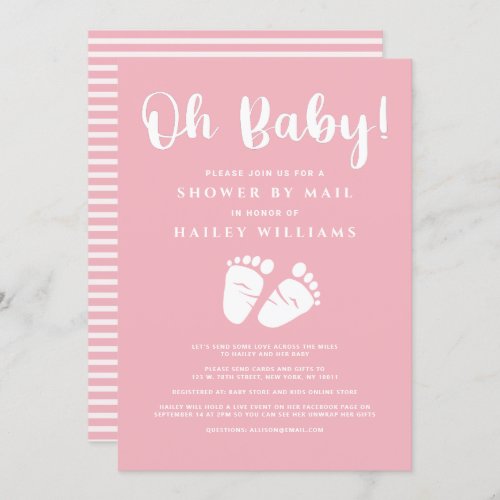 Shower by Mail Oh Baby Girl Feet Pink White Invitation