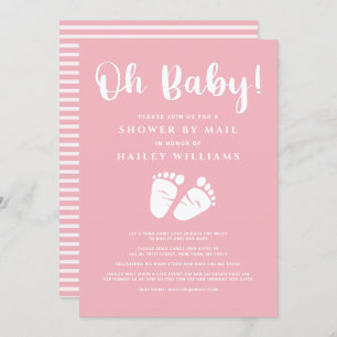Shower by Mail Oh Baby Girl Feet Pink White Invitation