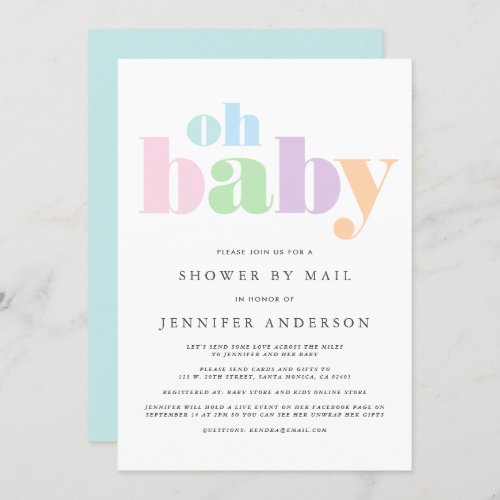 Shower by Mail  Oh Baby Pastel Minimal Modern Invitation