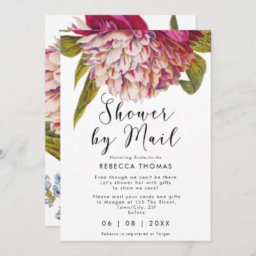 shower by mail pink floral virtual bridal shower invitation