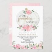 Shower by mail pink gold white pumpkin girl baby invitation (Front/Back)