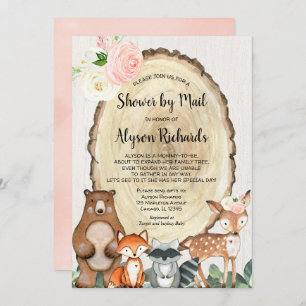 Shower by mail rustic girl woodland baby shower invitation