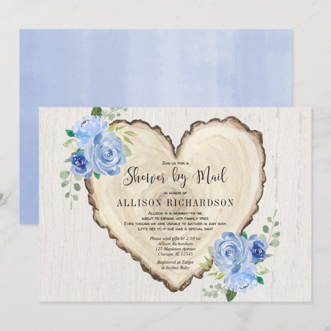 Shower by mail Rustic Valentines Day boy baby Invitation (Front/Back)