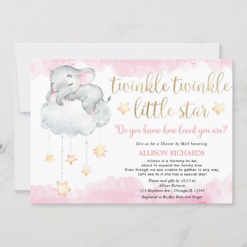 Shower by mail Twinkle twinkle little star pink Invitation