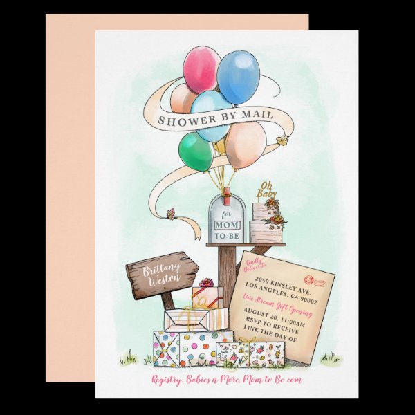 Shower By Mail Virtual Baby Shower Balloon Mailbox Invitation