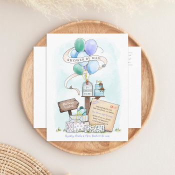 Shower By Mail Virtual Bridal Shower Mailbox Blue Invitation Postcard by beckynimoy at Zazzle