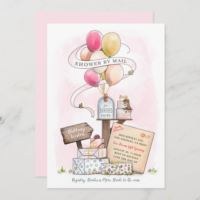 Shower By Mail Virtual Bridal Shower Mailbox Invitation (Front/Back)