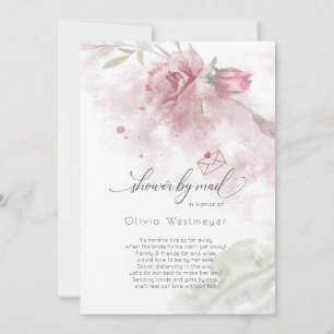 Shower by Mail Watercolor Dusty Rose Pink Flowers Invitation