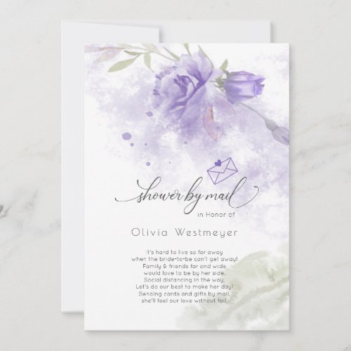 Shower by Mail Watercolor Lilac Purple Floral Invitation