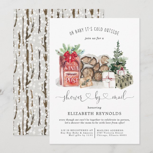 Shower by Mail | Winter Christmas Baby Shower Invitation (Front/Back)