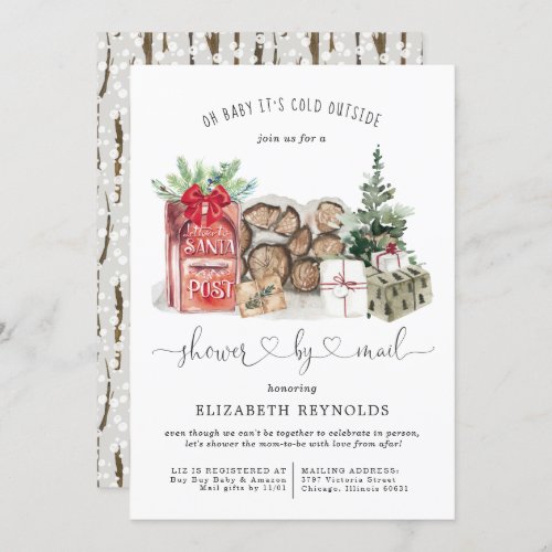 Shower by Mail  Winter Christmas Baby Shower Invitation