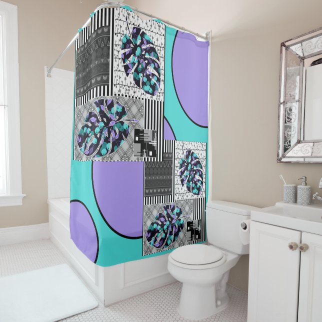 Shower Curtain Abstract patchwork quilting quilt r (In Situ)