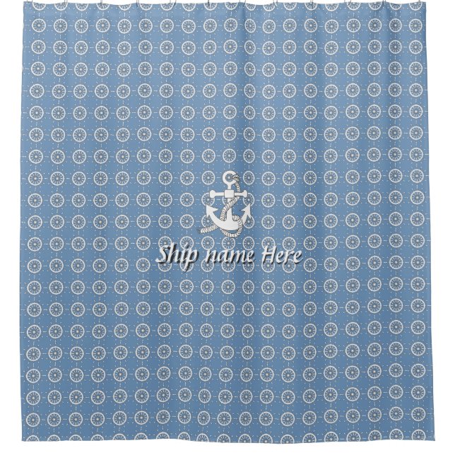 Shower Curtain - Anchor with Ship Name (Front)