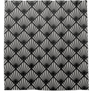 Shower Curtain - Art Deco Fan Black & Gray