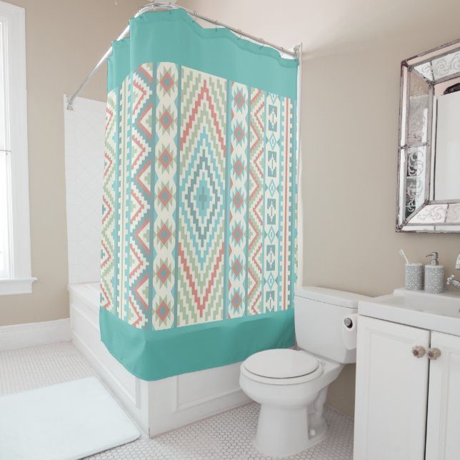 Shower Curtain/Aztec Tribal Pattern Curtain (In Situ)