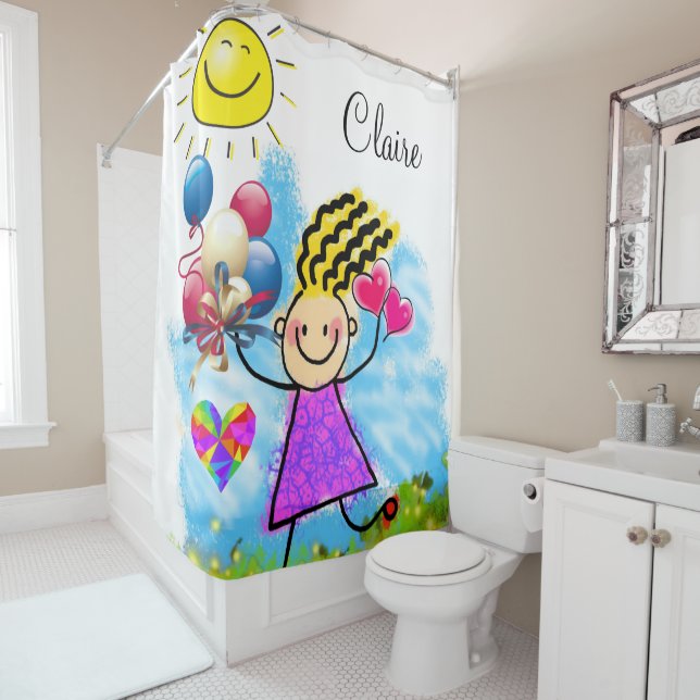 Shower Curtain Balloons Sun Girl (In Situ)