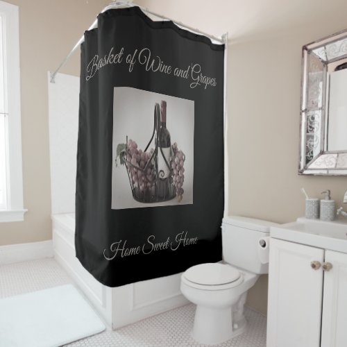 Shower Curtain Basket of Wine and Grapes HSH