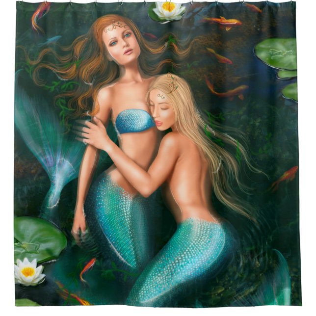 Shower Curtain Beautiful fantasy princess mermaids (Front)