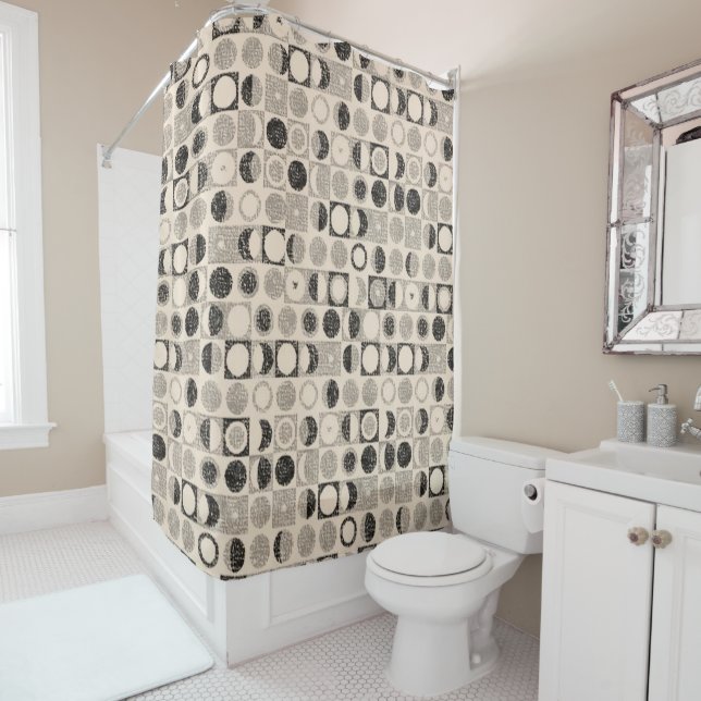 Shower Curtain Beige Brown Black (In Situ)