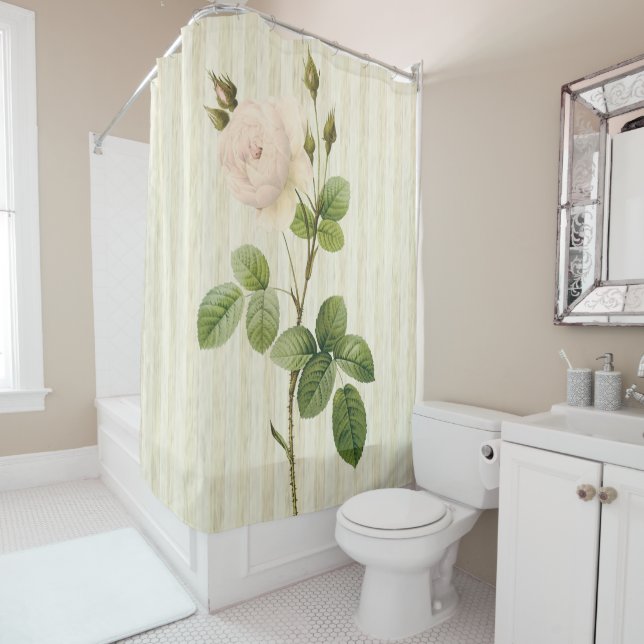 Shower Curtain Beige Floral (In Situ)