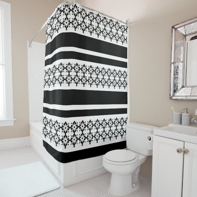 Shower Curtain/Black and White Curtain (In Situ)