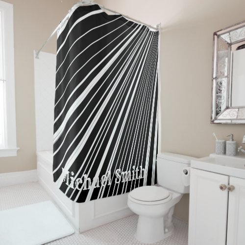 Shower Curtain Black and White Stripe