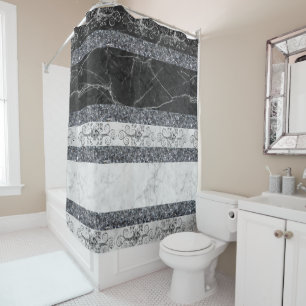 Shower Curtain Black & White Marble