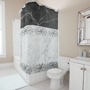 Shower Curtain Black & White Marble