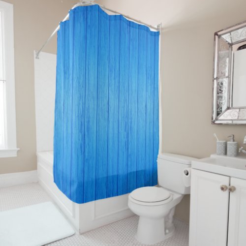 Shower Curtain Blue Fence 