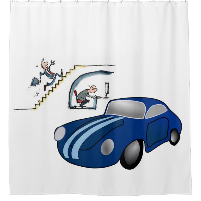 Shower Curtain Car Salesman (Front)