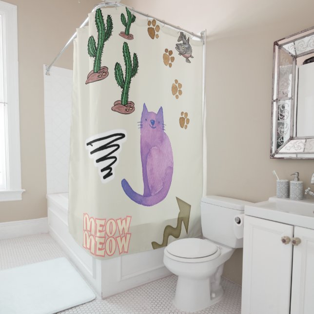 Shower Curtain Cat Fish Cactus (In Situ)
