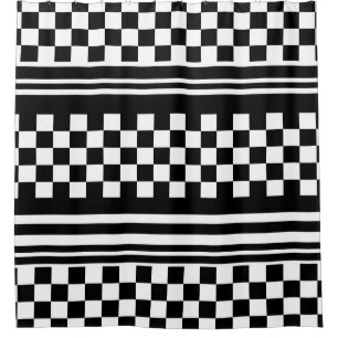 Shower Curtain/Checkered and Stripes Curtain