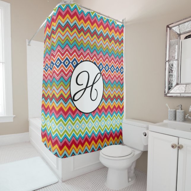 Shower Curtain Chevron Colors (In Situ)