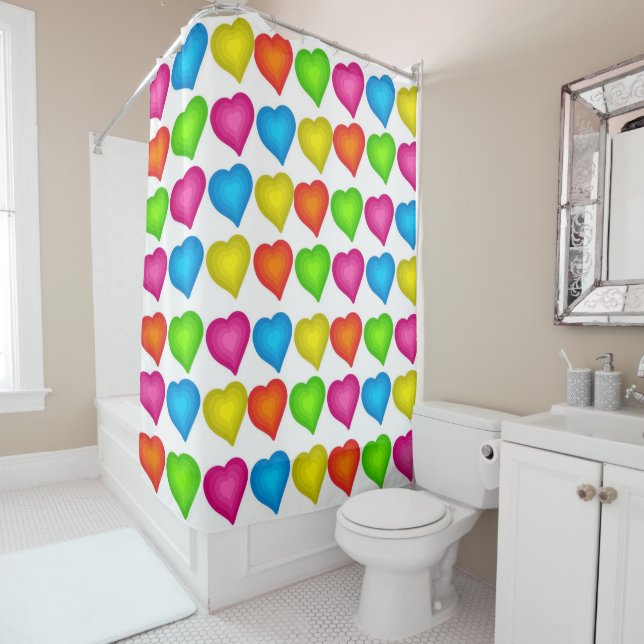Shower Curtain Colored Hearts (In Situ)