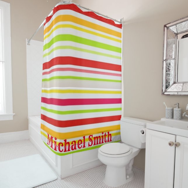 Shower Curtain Colorful Stripe (In Situ)