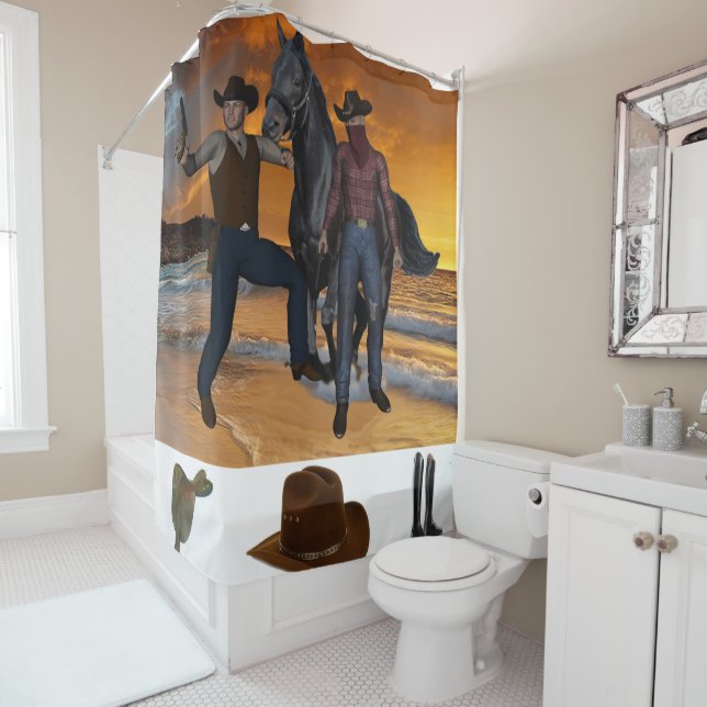 Shower Curtain Country Cowboys Horse Saddle (In Situ)