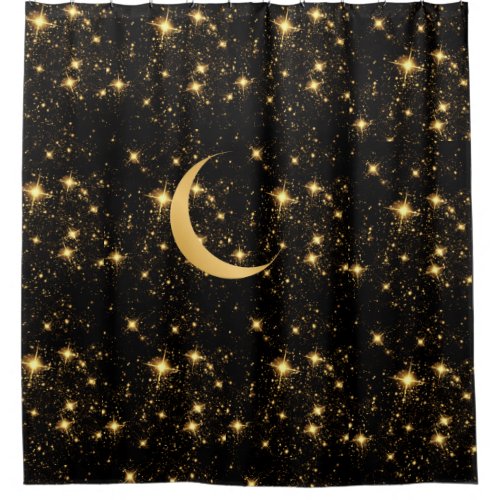 Shower Curtain Crecent Moon and Stars