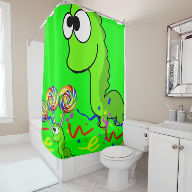 Shower Curtain Dinosaur (In Situ)