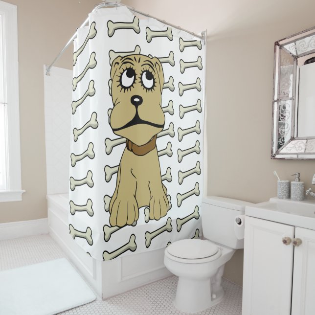 Shower Curtain Dog Bones (In Situ)