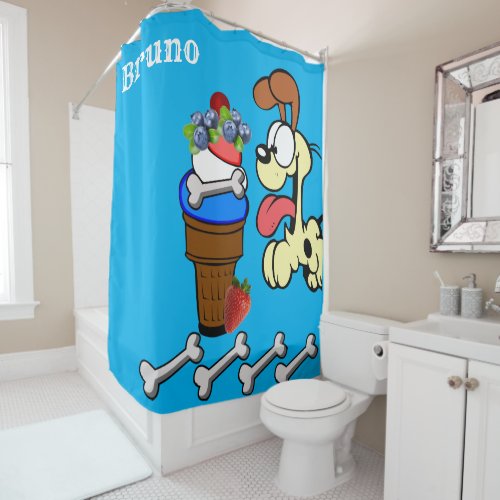 Shower Curtain Dog Bones Ice Cream