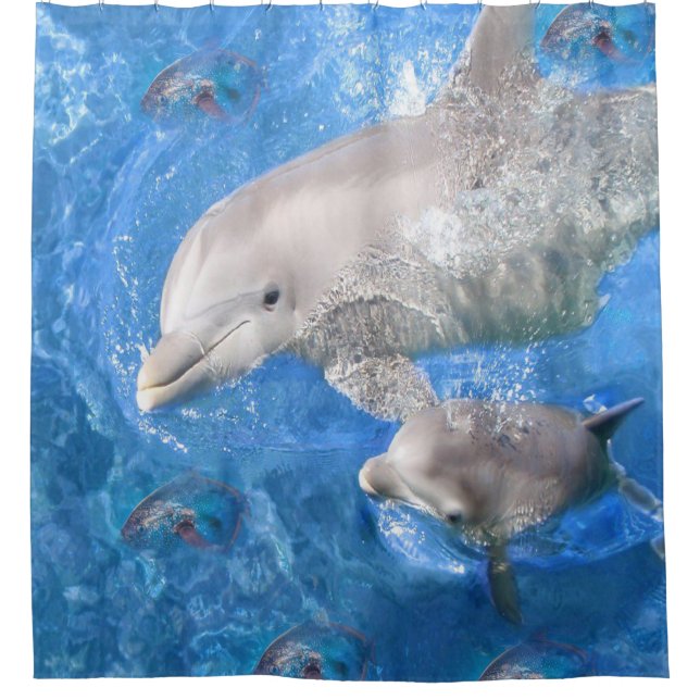 Shower Curtain, Dolphins Curtain (Front)