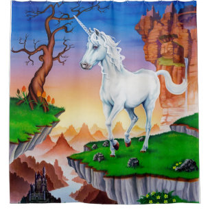 Shower curtain fantasy unicorn design